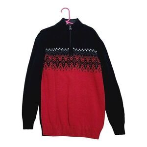 Urban Pipeline Sweater Youth Medium Black Red 1/4 Zip Pullover Mock Neck Boys